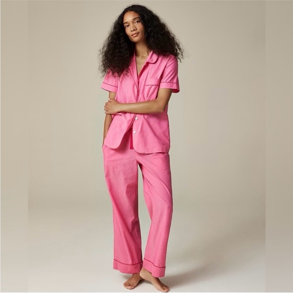 J. Crew End on End Pink Short Sleeve Pajama Set size Medium